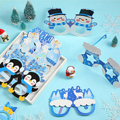 Harrycle snowflake eyeglasses on a table with party decor