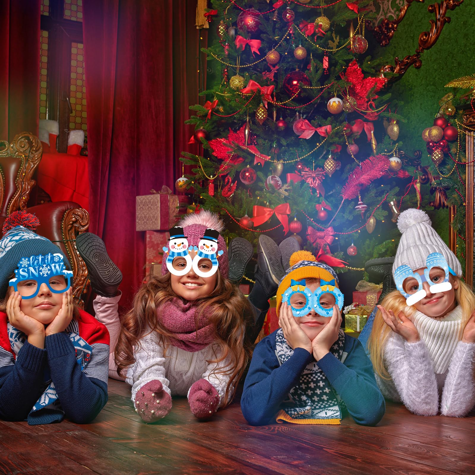 Harrycle snowflake eyeglasses group photo prop moment