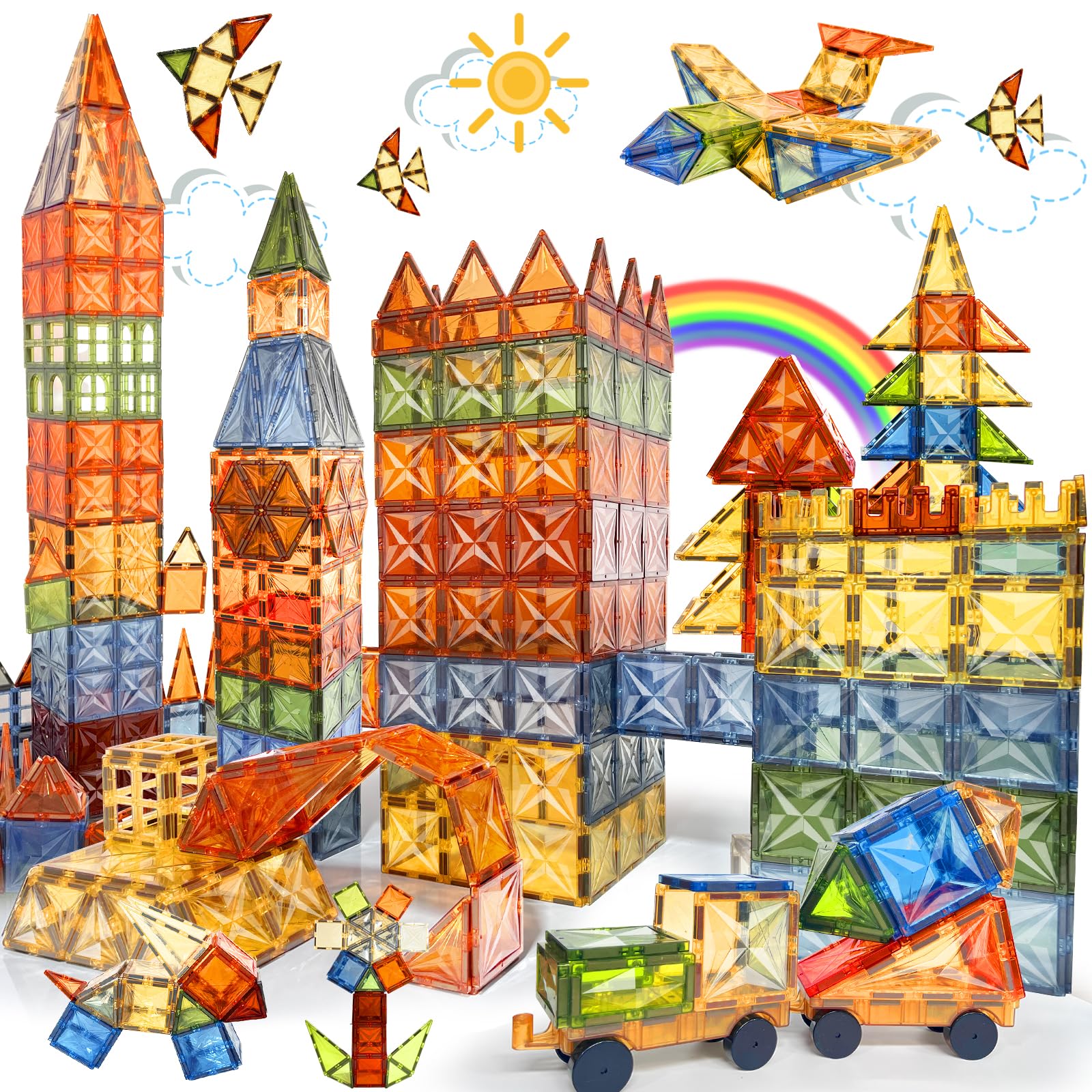 HarworLife diamond magnetic tiles set for open-ended play and creative building.