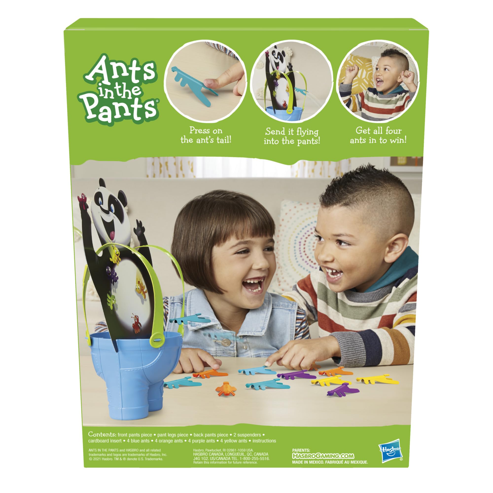 Hasbro Ants in the Pants panda with suspenders close-up inviting shared fun.