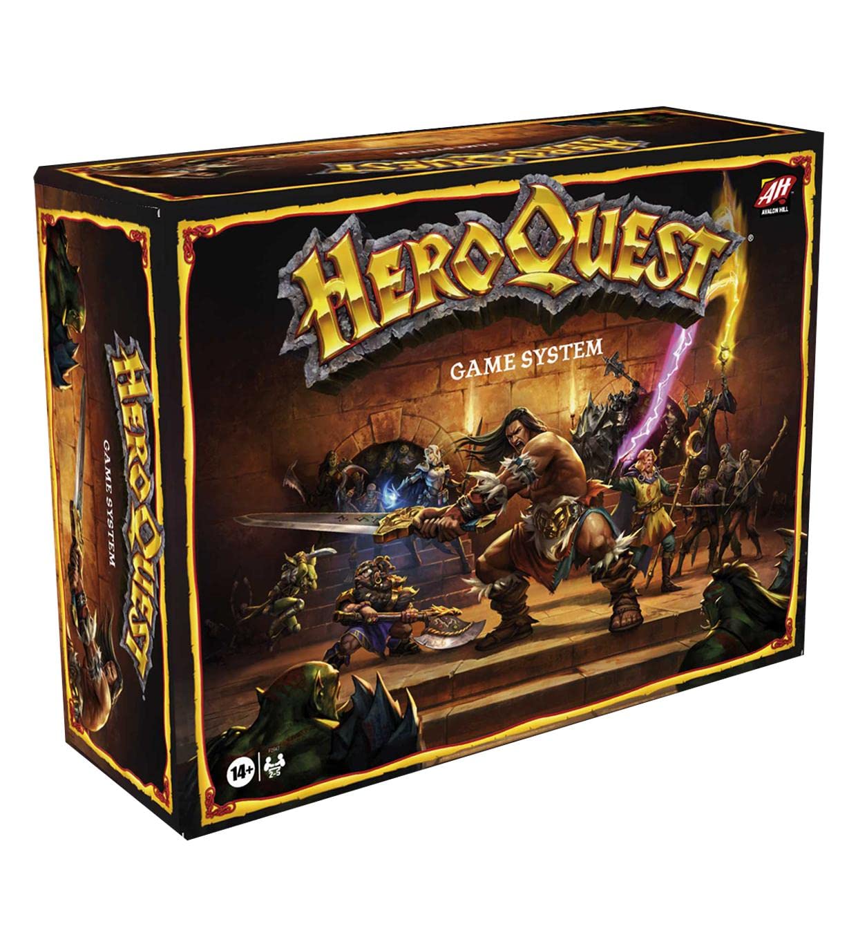 Hasbro HeroQuest cover art inviting players into a fantasy dungeon crawl adventure