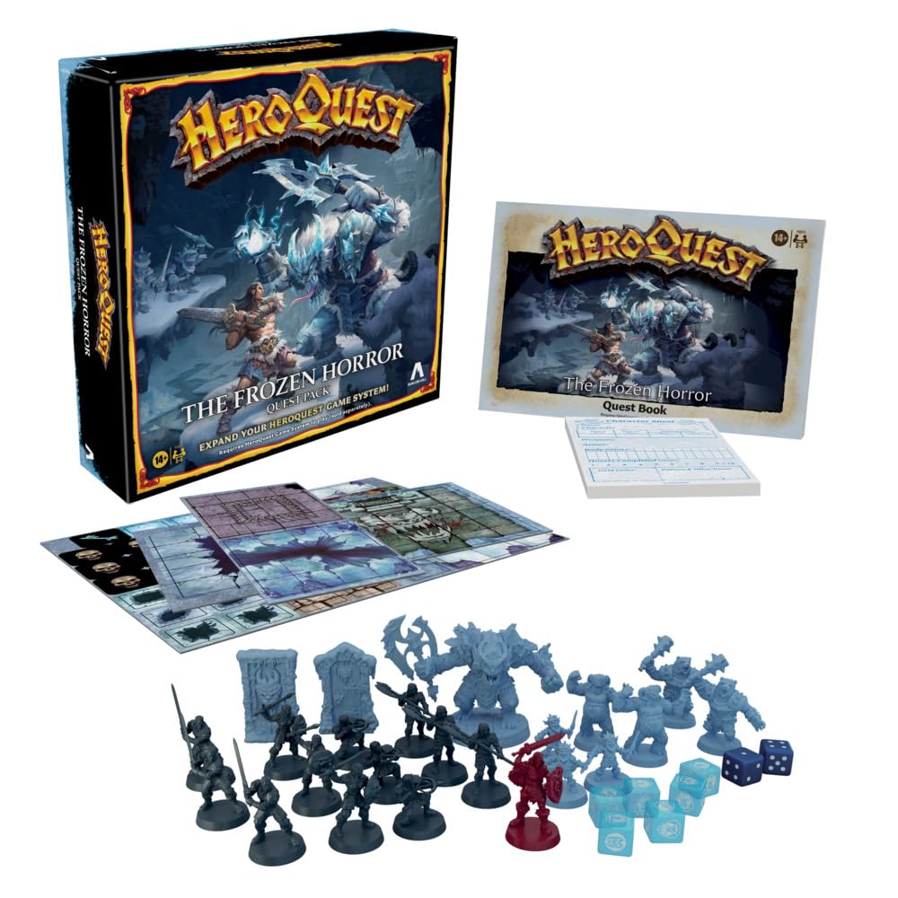 Hasbro Avalon Hill HeroQuest Frozen Horror miniatures showcase monsters ready for battle.