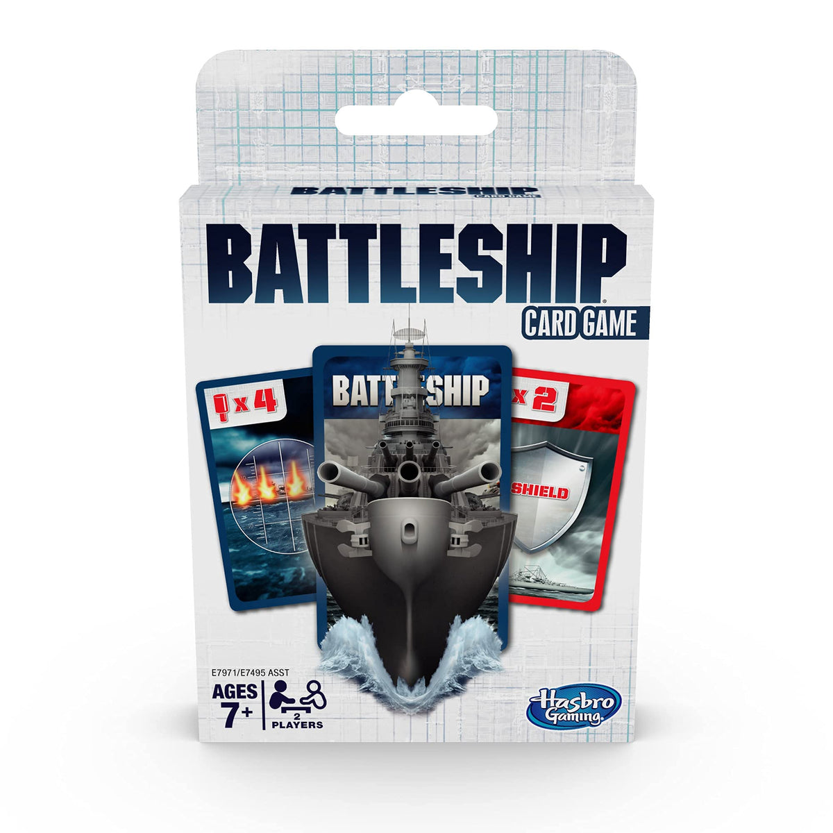 Hasbro Battleship Card Game box front, travel-ready for play.