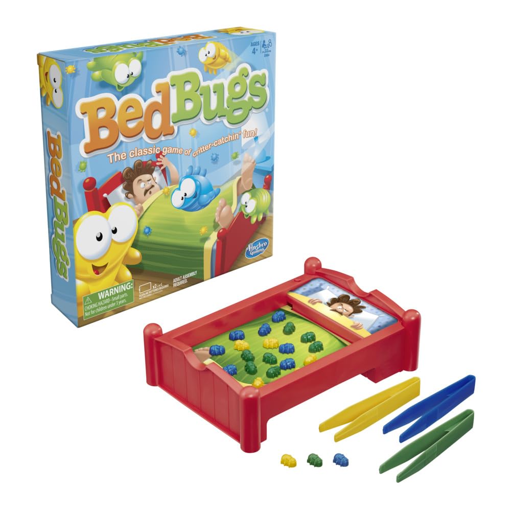 Hasbro Bed Bugs board game box for family game night and quick rounds.