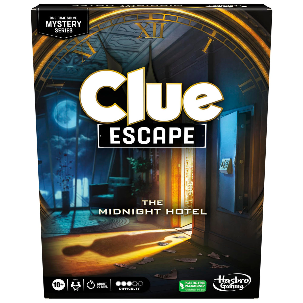 Hasbro Clue Escape Midnight Hotel board setup for immersive family mystery night