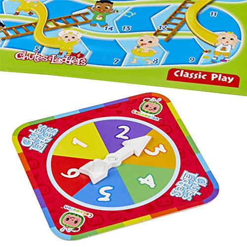 Hasbro Gaming Chutes and Ladders CoComelon Edition box and instructions for easy setup.