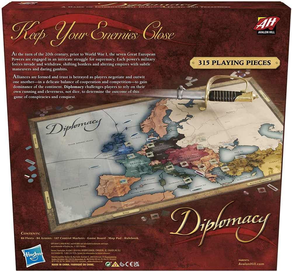 Hasbro Gaming Diplomacy game night setup signals immersive strategic play.
