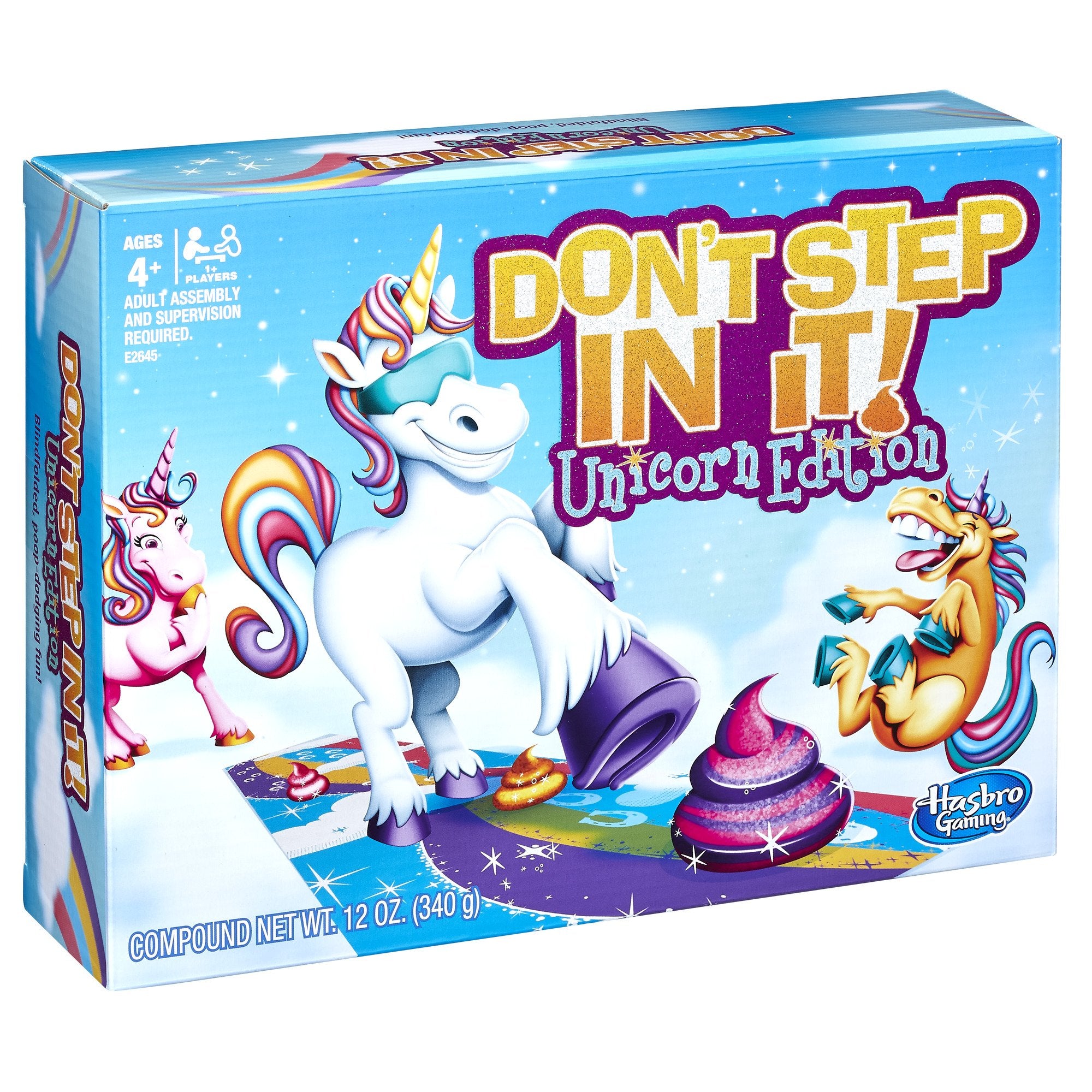 Hasbro Don’t Step In It Unicorn Edition blindfold creates suspenseful, giggly rounds.