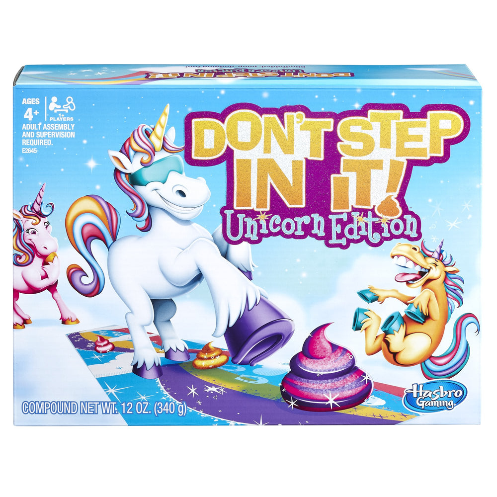 Hasbro Don’t Step In It Unicorn Edition spinner for lively family play.