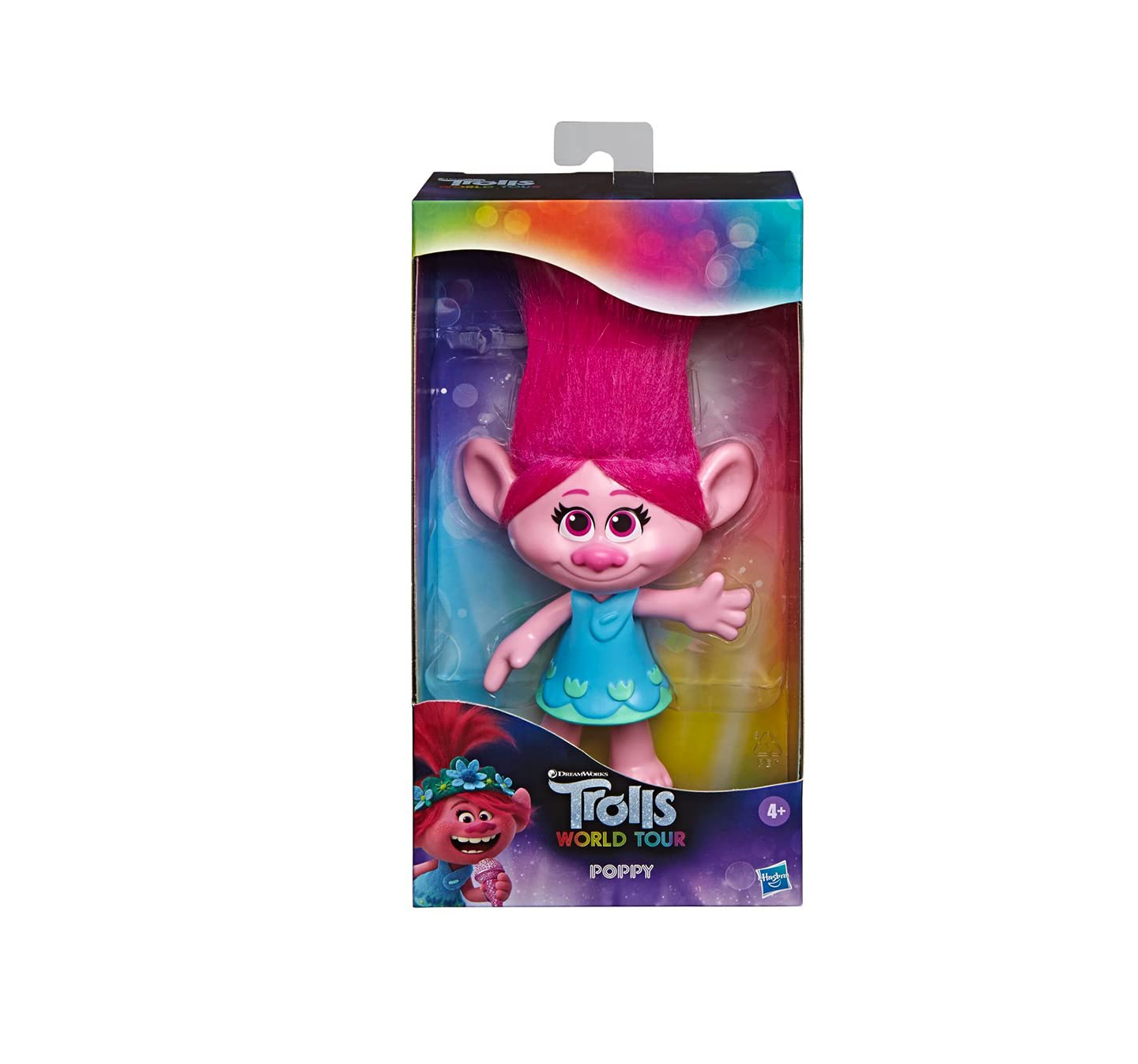 Hasbro DreamWorks Trolls Poppy medium doll, front view, durable for imaginative play.