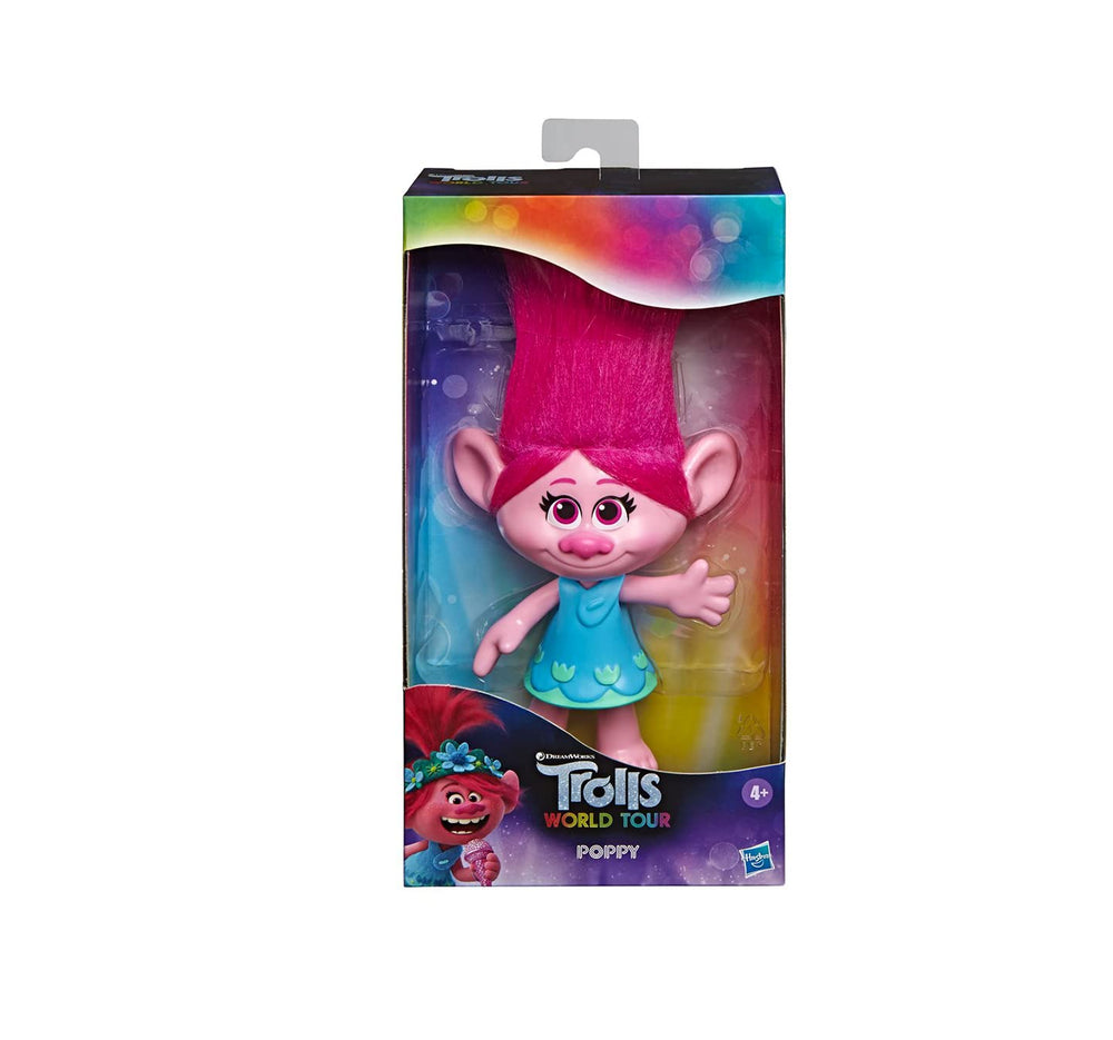 Hasbro DreamWorks Trolls Poppy medium doll, front view, durable for imaginative play.