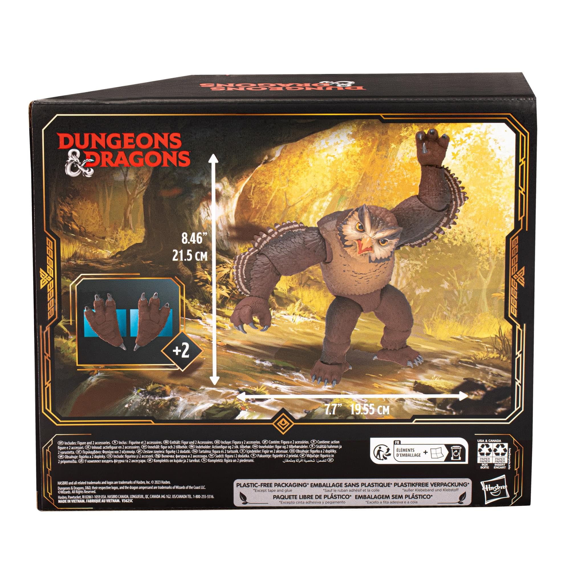 Hasbro Dungeons & Dragons Owlbear figurine packaging view, ready to display.