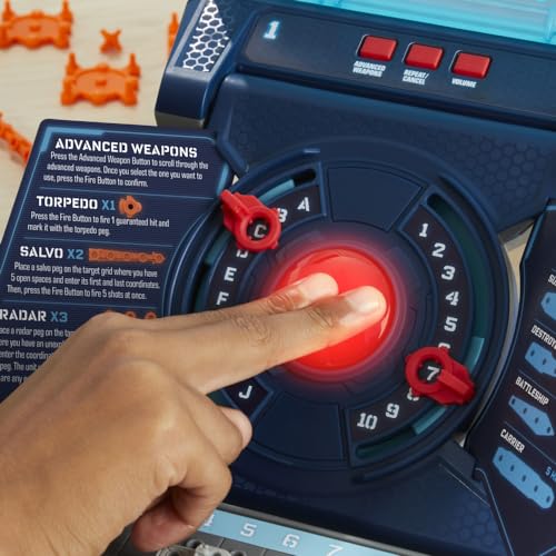 Hasbro Electronic Battleship Reloaded advanced mode with weapon pegs for tactics