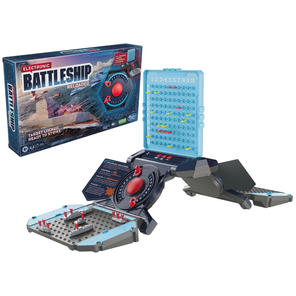 Hasbro Electronic Battleship Reloaded controls panel with glowing lights for immersive play
