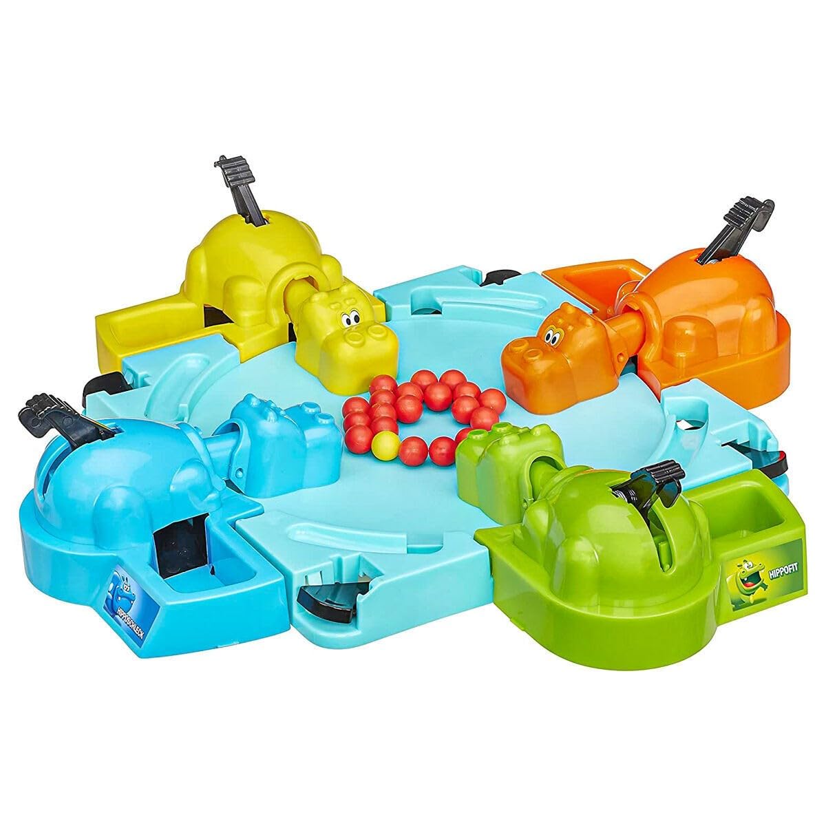 Hasbro Hungry Hippos hippo heads chomping to collect marbles.