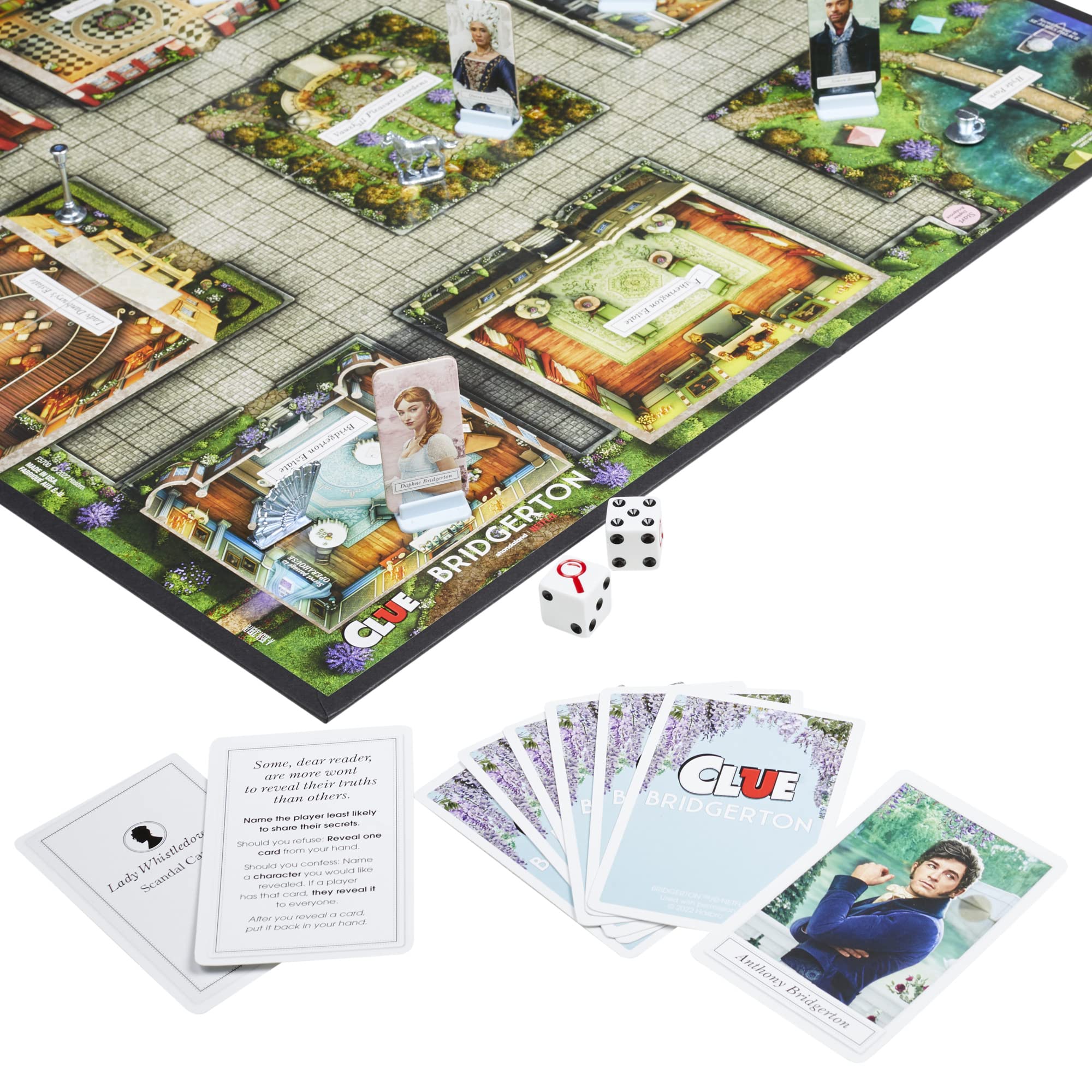 Hasbro Gaming Clue: Bridgerton Edition magnifying glass die, unlocks sharper deductions.