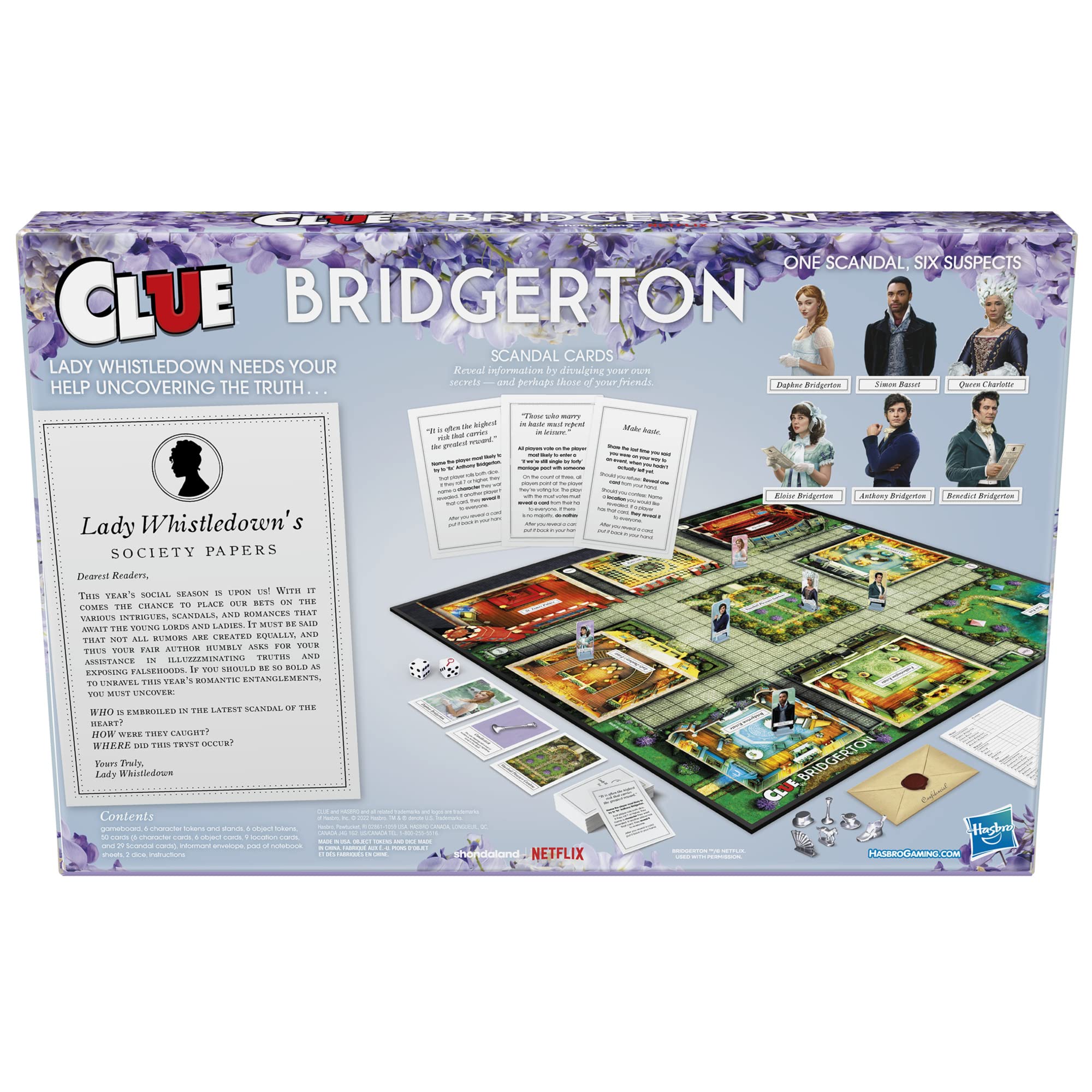 Hasbro Gaming Clue: Bridgerton Edition Simon mover, adds dramatic role-play during play.
