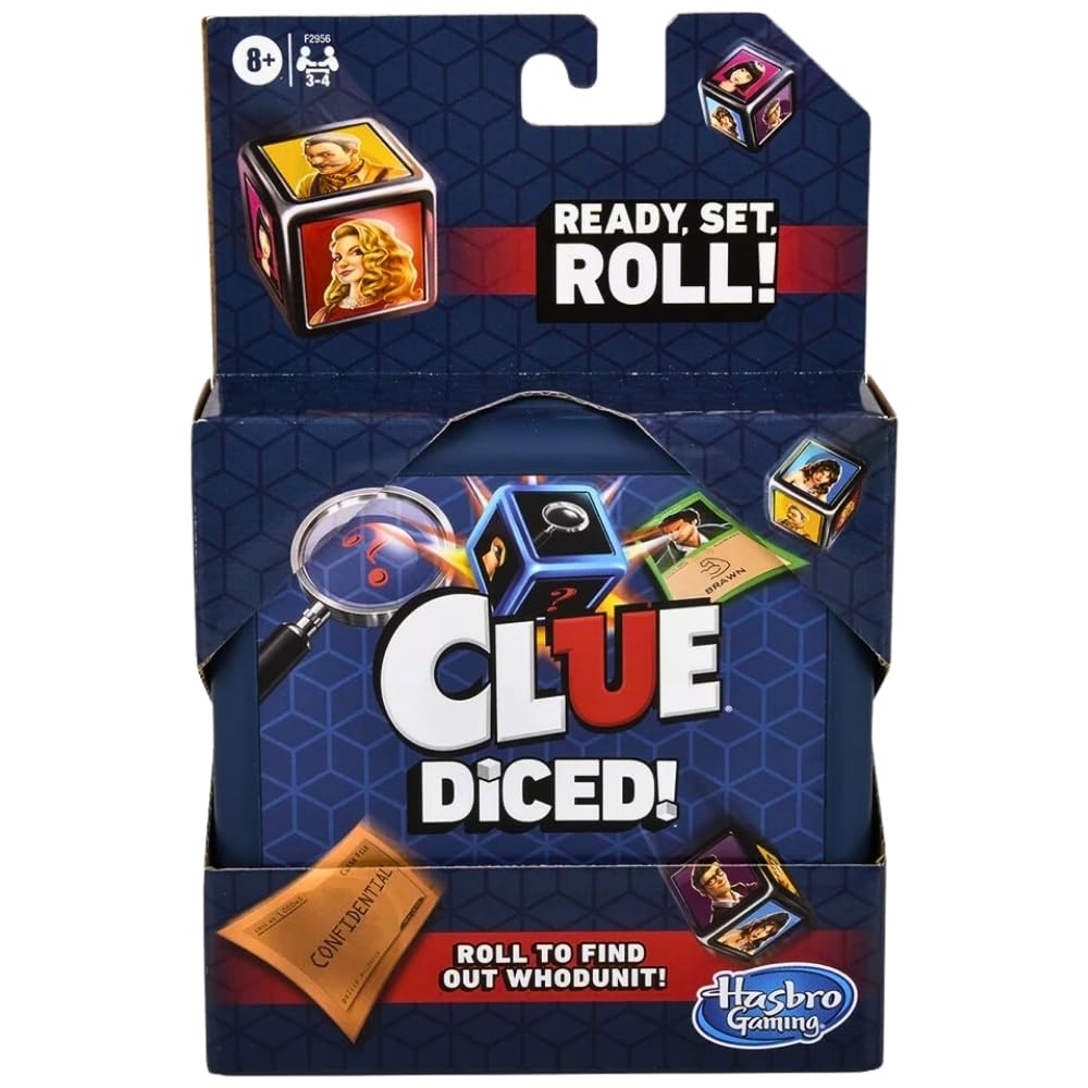 Hasbro Gaming Clue Diced bonus die adds variety and suspense.