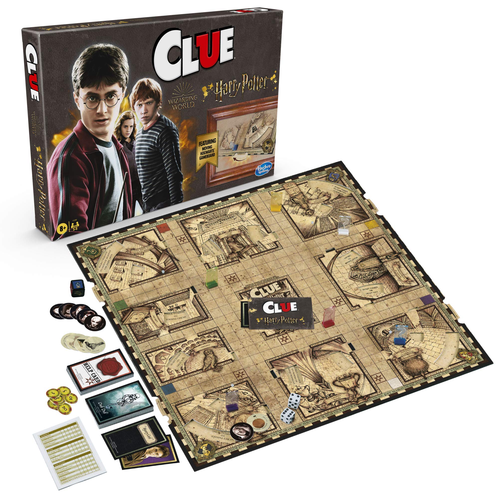 Hasbro Clue Wizarding World wheel feature reveals secret passages for twists.