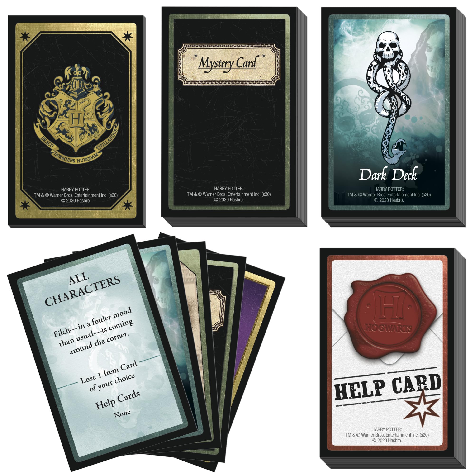 Hasbro Clue Wizarding World shows Dark Mark with changing staircases for suspenseful play.