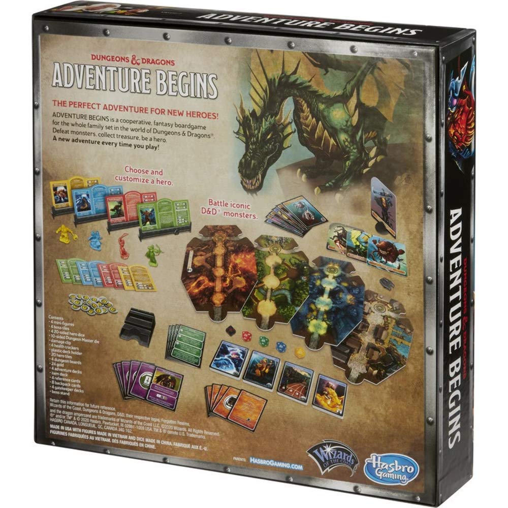 Hasbro Gaming D&D Adventure Begins characters ready for a cooperative quest.