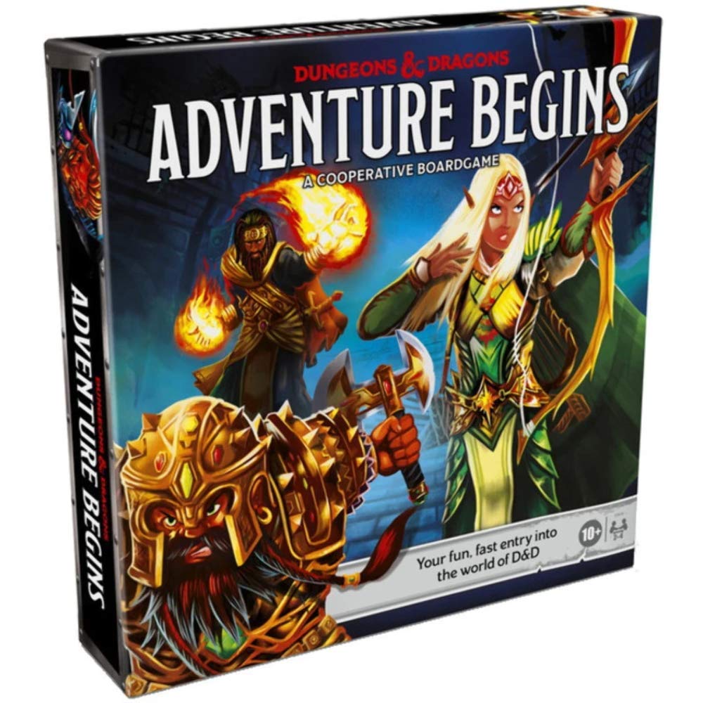 Hasbro Gaming D&D Adventure Begins cover image inviting family-friendly fantasy play.