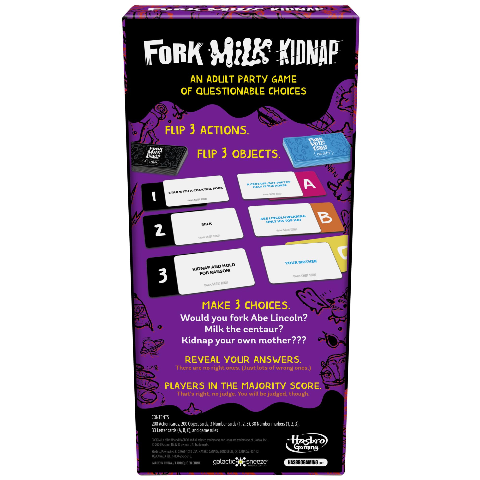 Hasbro Gaming Fork Milk Kidnap object cards spark outrageous pairings