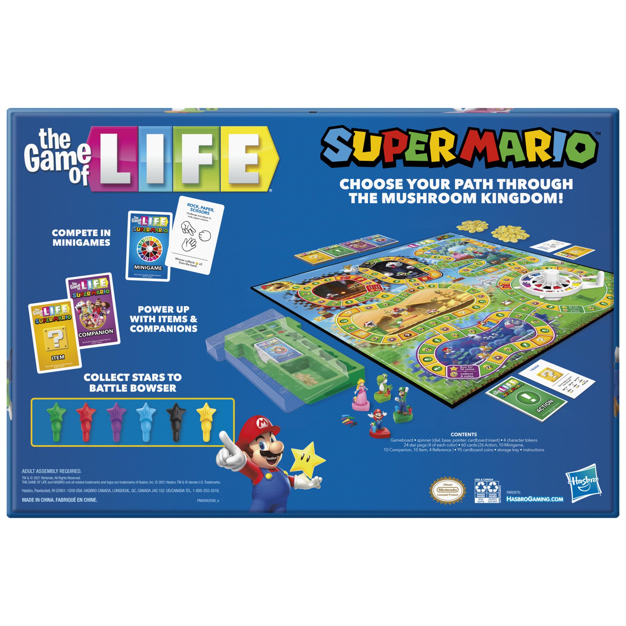 Hasbro Game of Life: Super Mario Edition Mushroom Kingdom path supports exploration and strategy.