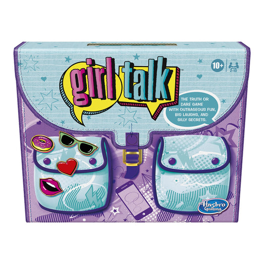 Hasbro Gaming Girl Talk spinner image shows giant spinner for quick truth or dare rounds.