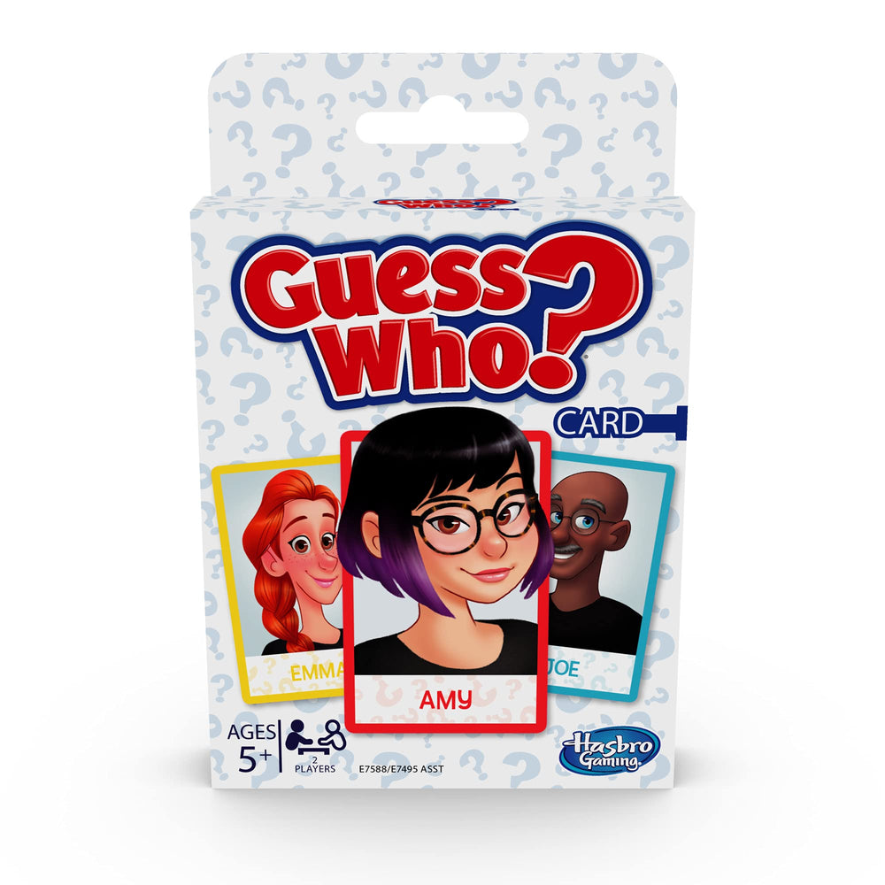 Hasbro Gaming Guess Who? front setup with face cards for quick play on the go.