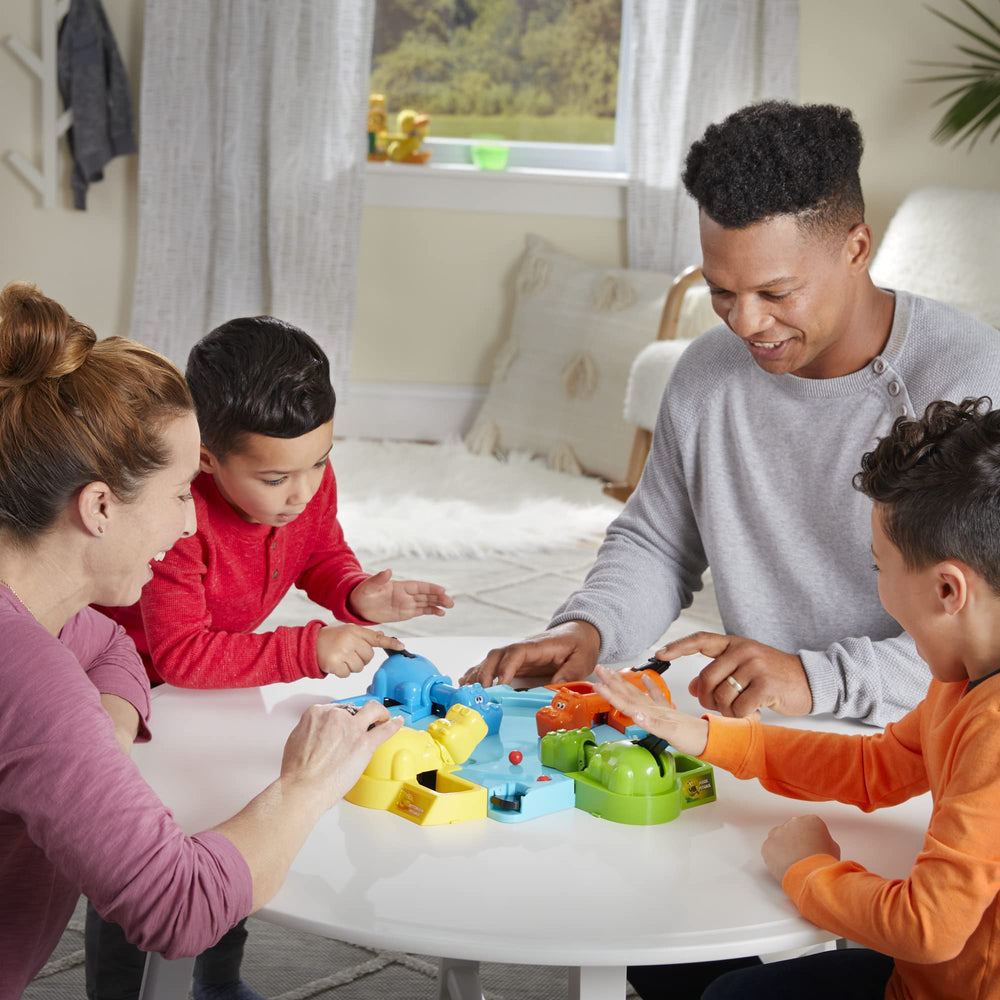 Hasbro Gaming Hungry Hungry Hippos hippo-storage keeps marbles neatly stored after the game.