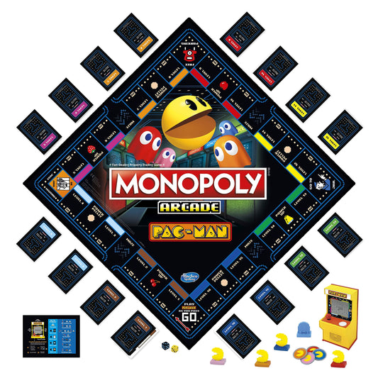 Hasbro Gaming Monopoly Arcade Pac-Man arcade unit that tracks points during play.