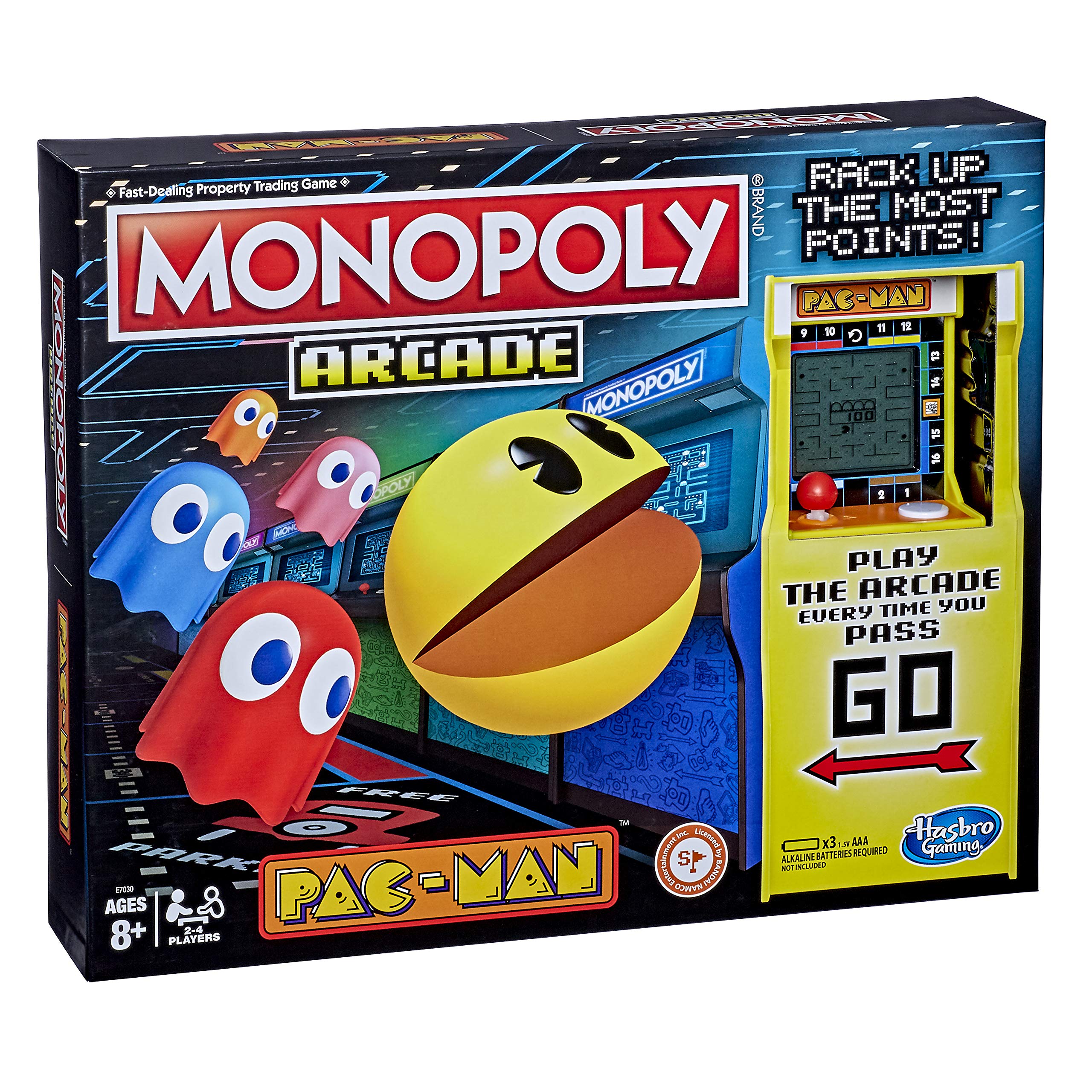 Hasbro Gaming Monopoly Arcade Pac-Man box packaging, ready for gifting and display.