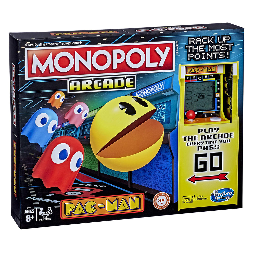 Hasbro Gaming Monopoly Arcade Pac-Man box packaging, ready for gifting and display.