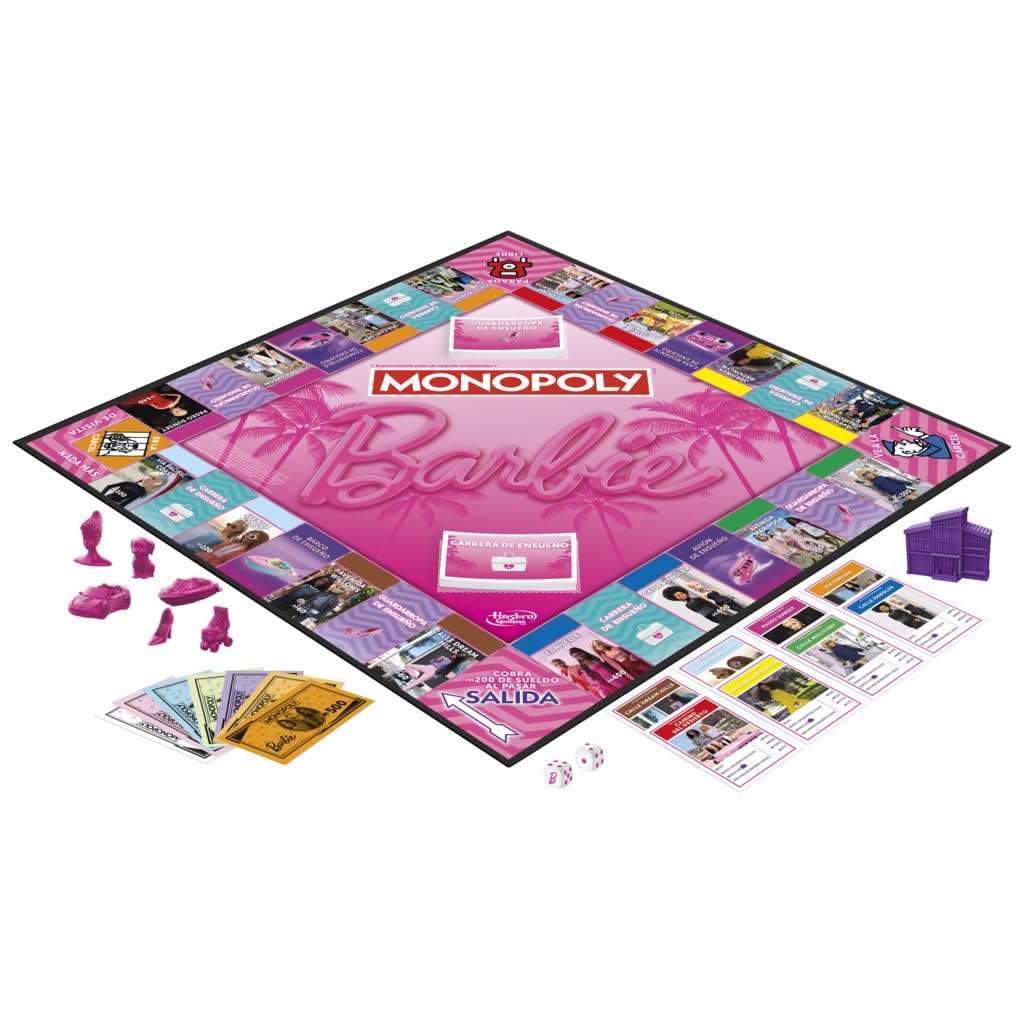 Hasbro Gaming Monopoly Barbie Fun board game Barbie dice bring exciting twists.