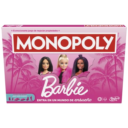 Hasbro Gaming Monopoly Barbie Fun board game Barbie dream houses add immersive property ownership.