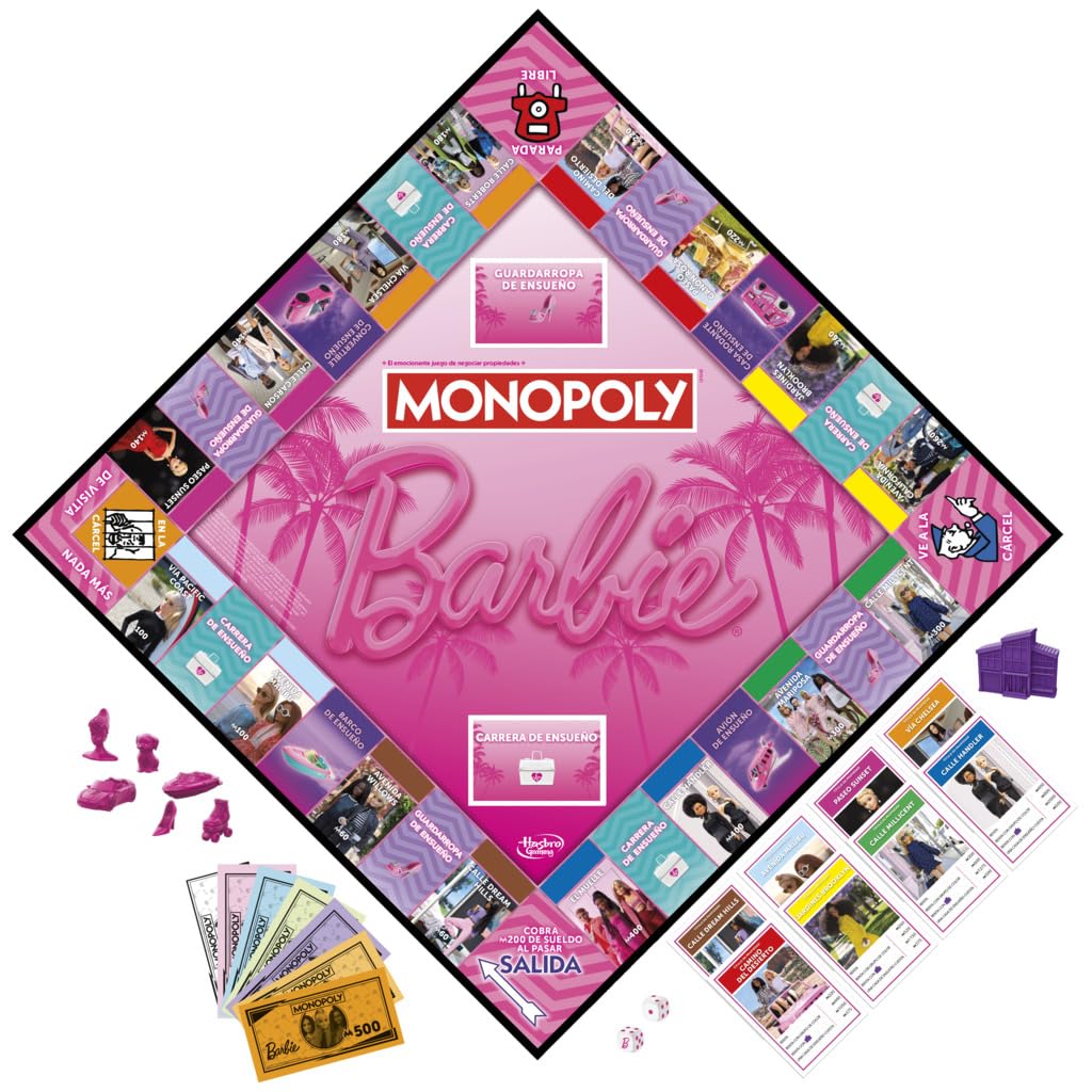 Hasbro Gaming Monopoly Barbie Fun board game dream careers encourage aspirational play.