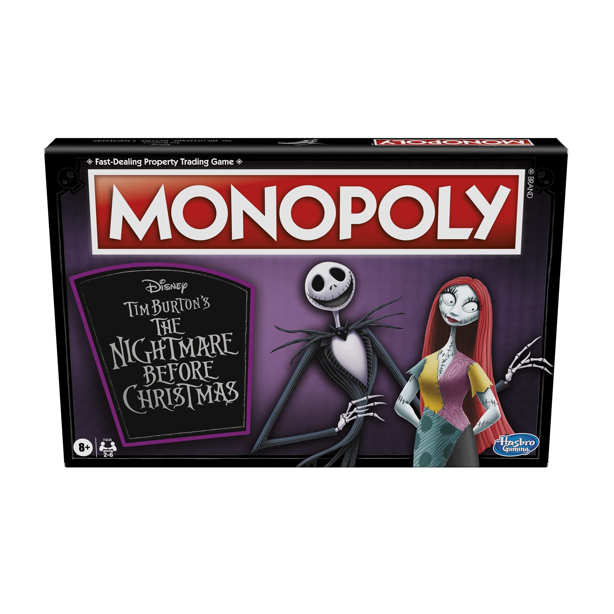 Hasbro Gaming Monopoly Disney Nightmare Before Christmas front cover shows iconic art and premium packaging