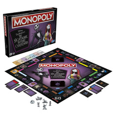 Hasbro Gaming Monopoly Disney Nightmare locations and card deck display for strategic twists