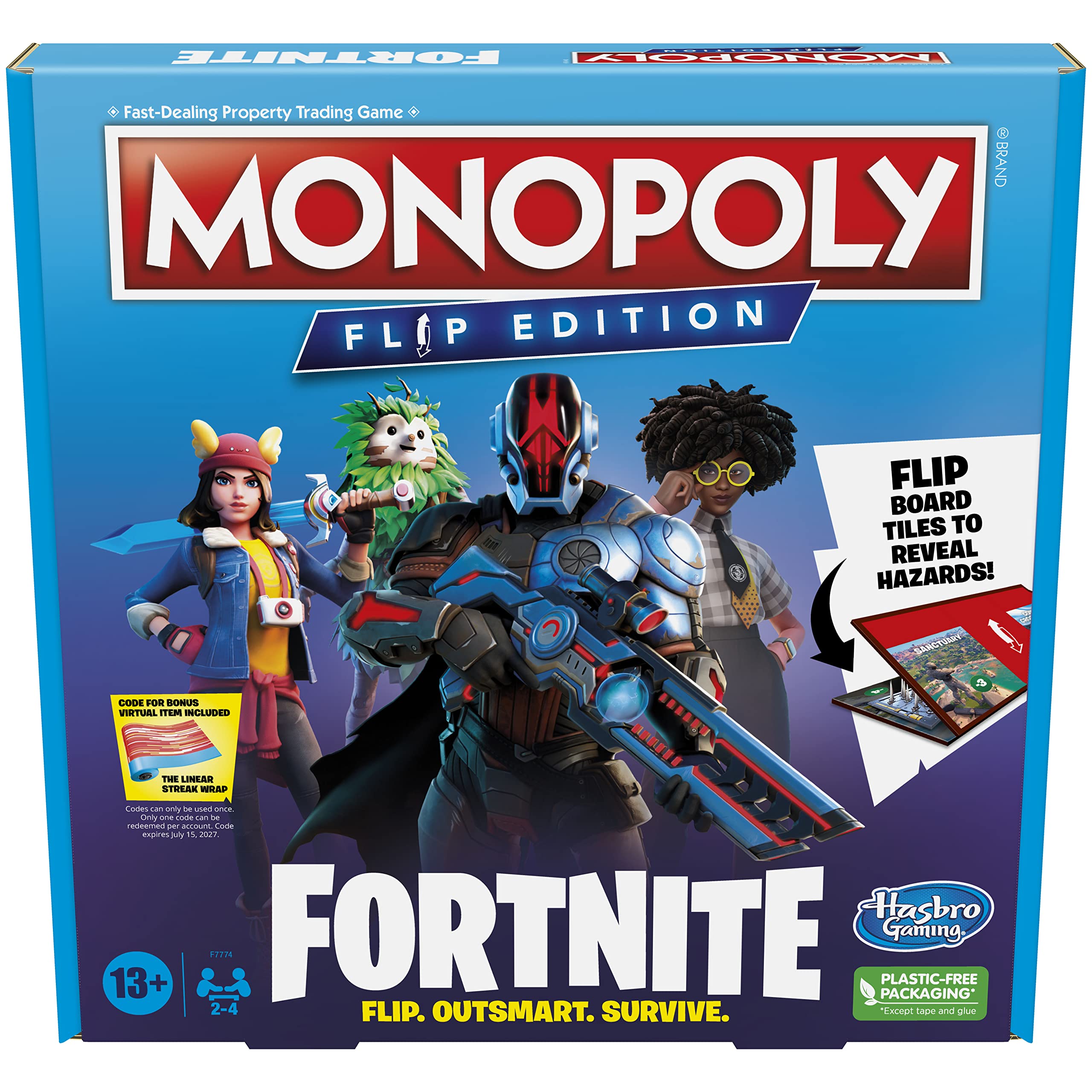 Hasbro Gaming Monopoly Flip Edition Fortnite board with colorful layout for strategic play