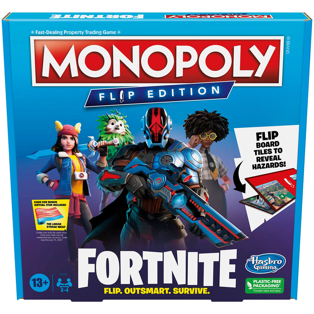 Hasbro Gaming Monopoly Flip Edition Fortnite board with colorful layout for strategic play