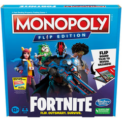 Hasbro Gaming Monopoly Flip Edition Fortnite board with colorful layout for strategic play