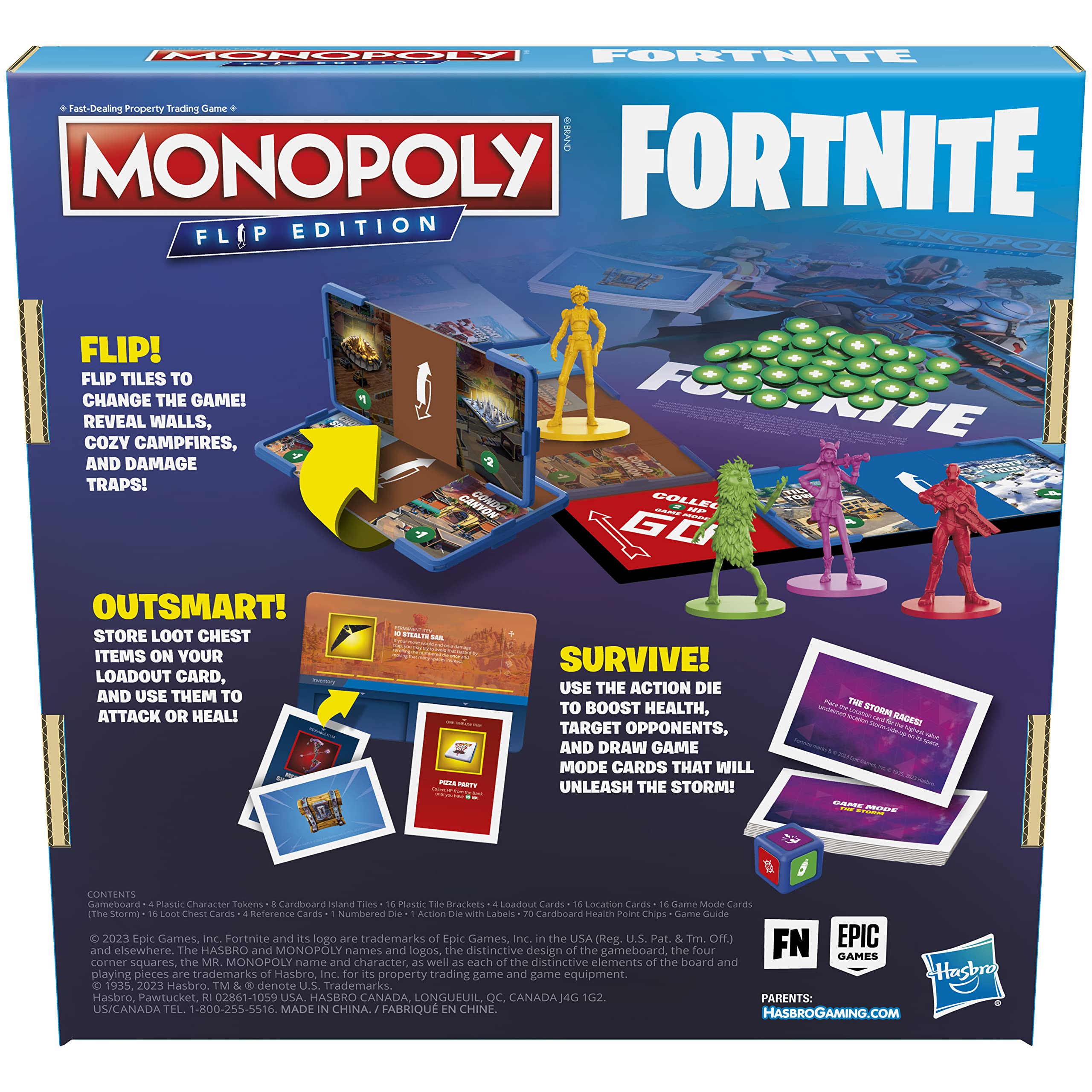 Fortnite island tiles flipping on Hasbro Monopoly board revealing locations