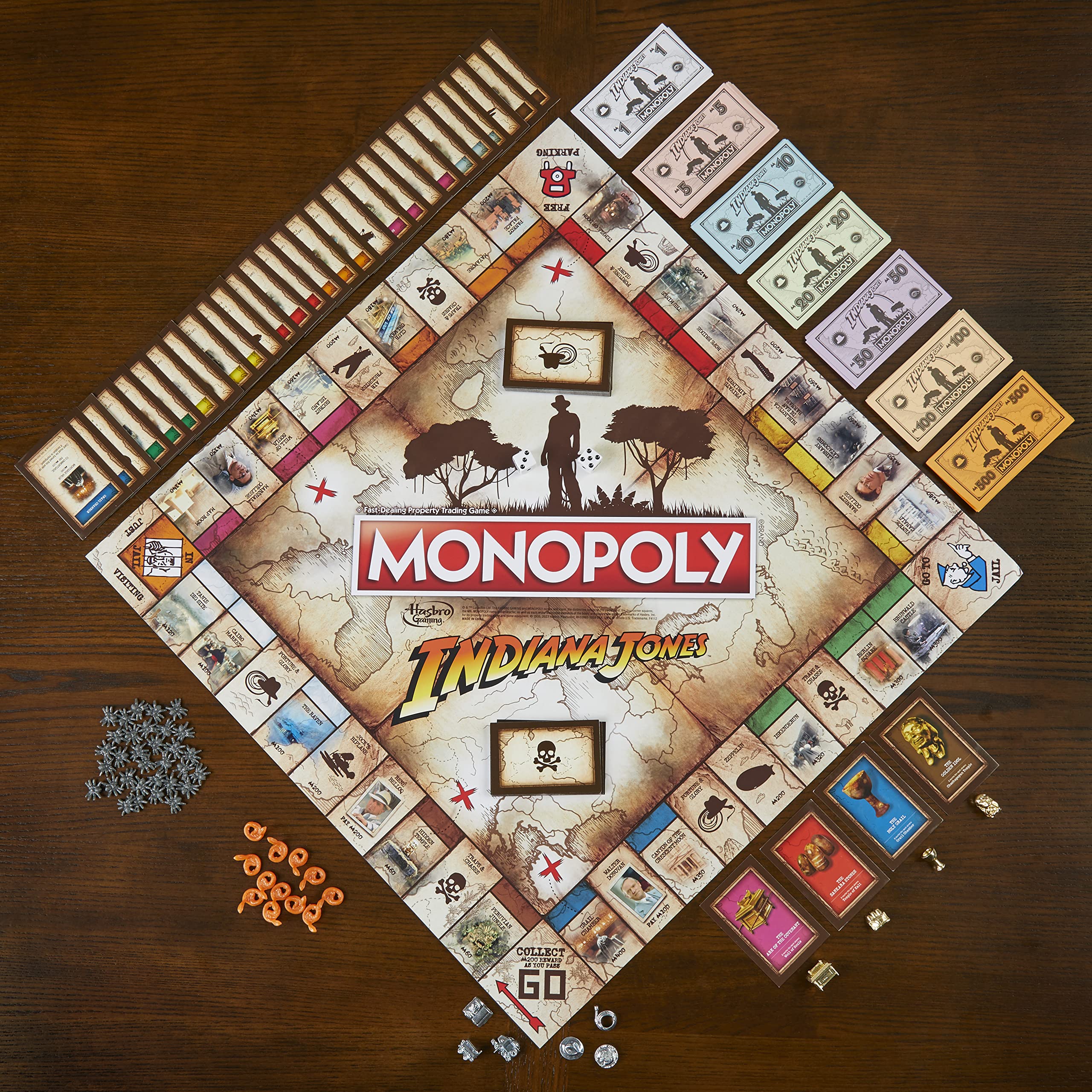 Hasbro Gaming Monopoly Indiana Jones Edition token-motorbike enables fast chases across a living room map.