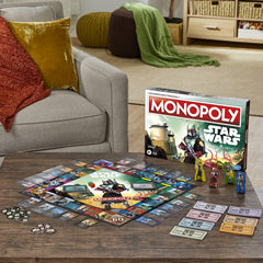 Hasbro Gaming Monopoly Star Wars Boba Fett Edition property spaces with lore details.