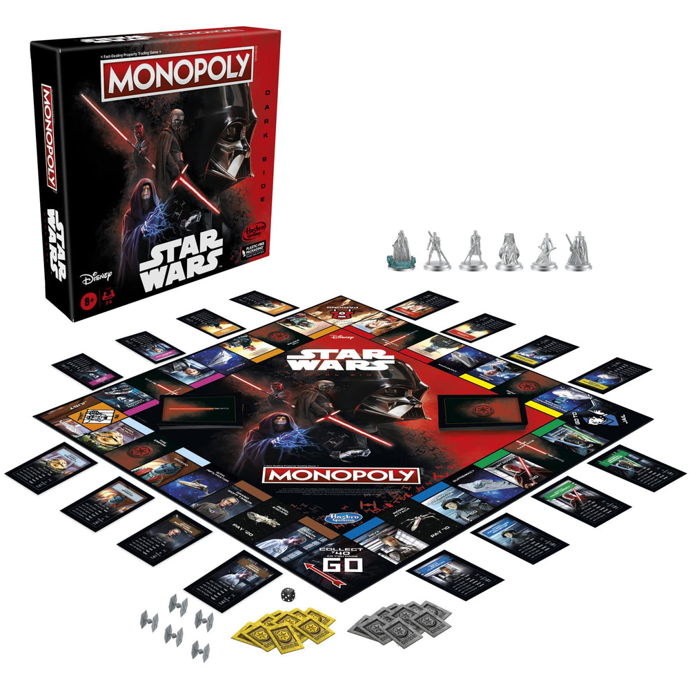 Star Wars Dark Side cards and board context from Hasbro Monopoly edition for strategy
