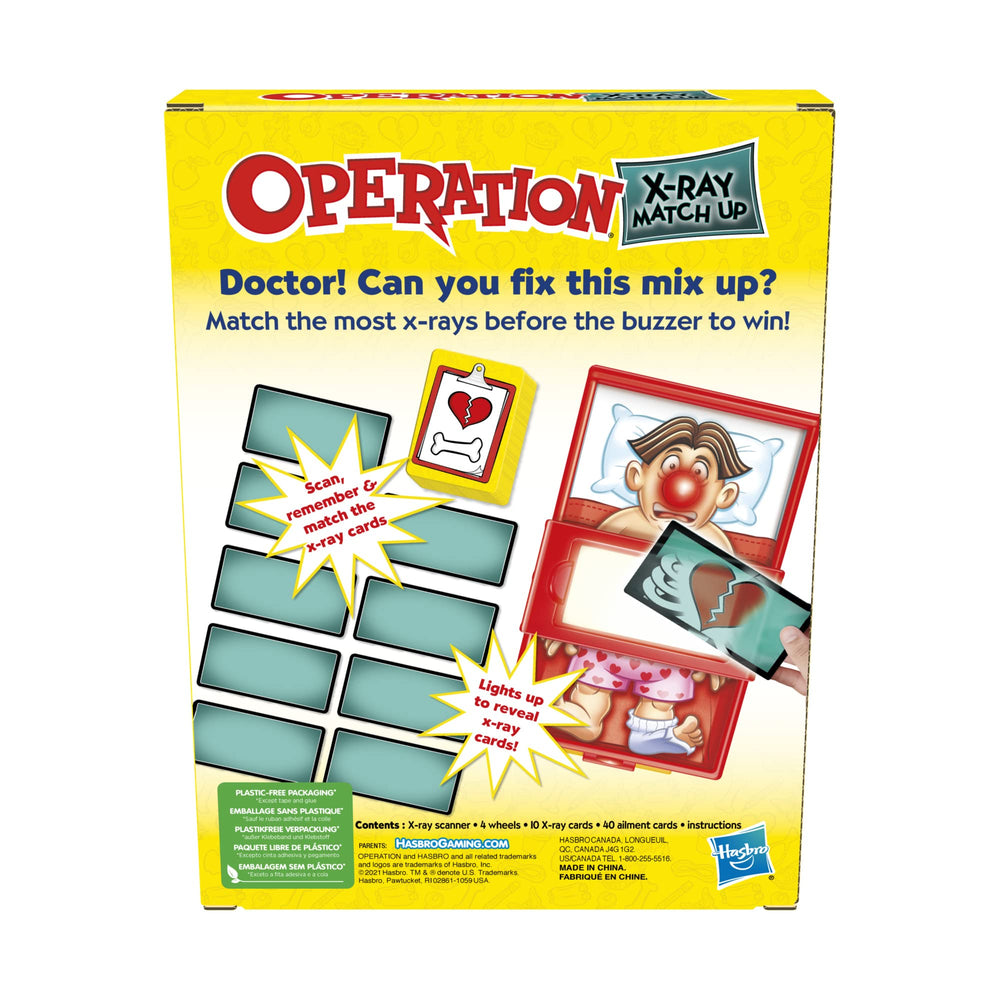 Hasbro Gaming Operation X-Ray Match Up box contents laid out