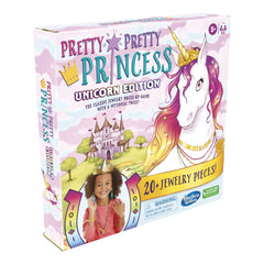 Hasbro Gaming Pretty Princess Unicorn Edition board supports family play with bright visuals.