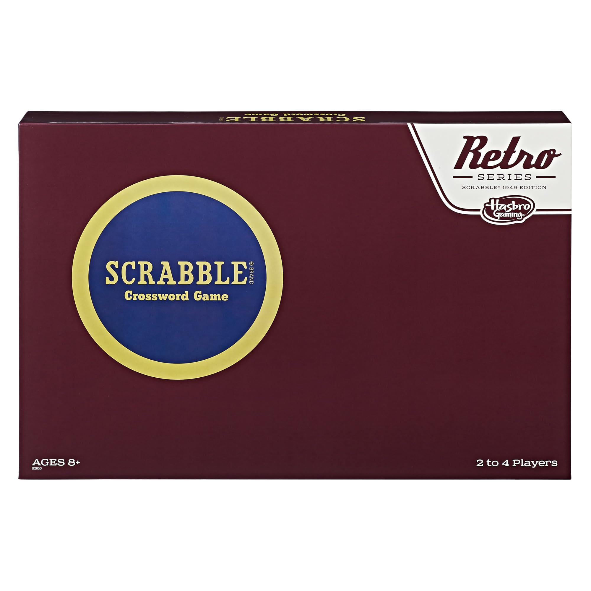 Hasbro Gaming Scrabble 1949 edition gameboard with vintage design for nostalgic family nights.