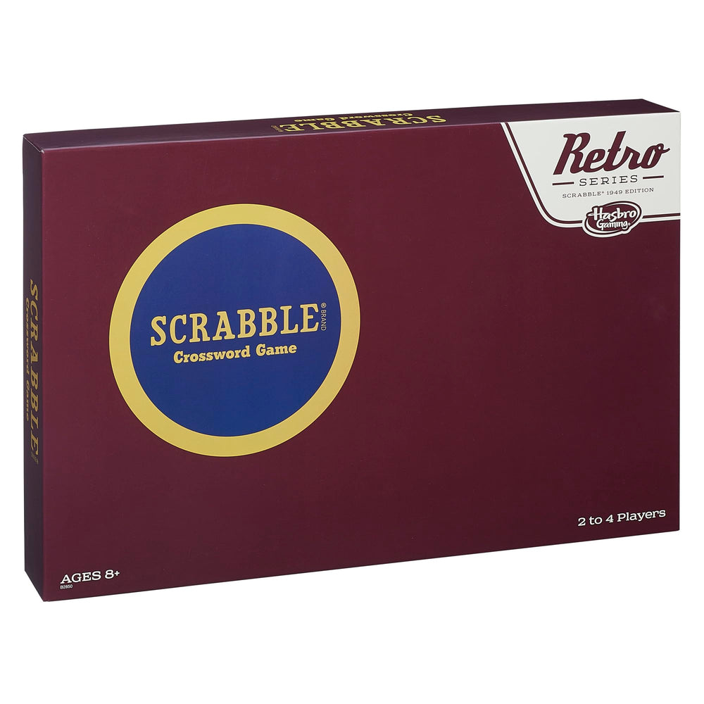 Hasbro Gaming Scrabble 1949 edition wooden tiles for tactile wordplay and durability.